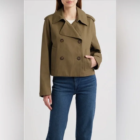 Rag & Bone Army Color Betty Crop Trench Coat - Picture 1 of 5